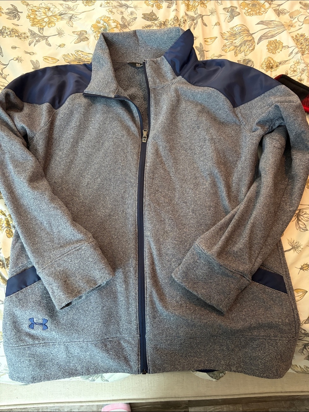 Under Armour Gray Heather Performance Full-Zip Jacket with Navy Accents